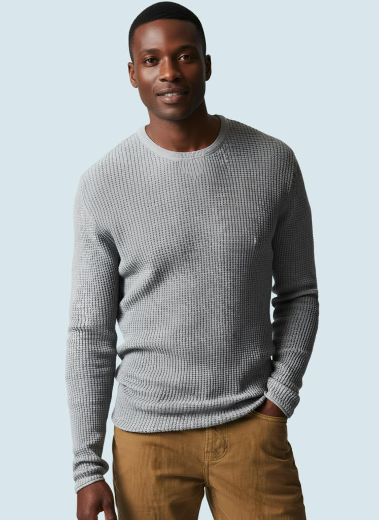 Waffle-Knit Crewneck