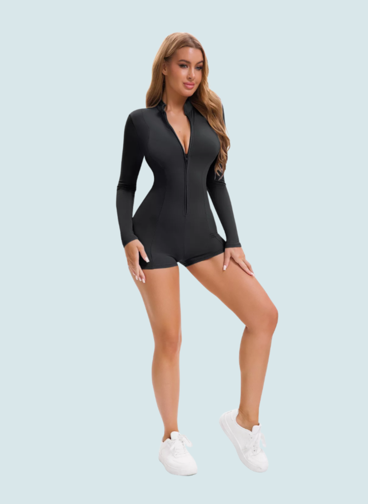 Long Sleeve Front-Zip Bodysuit